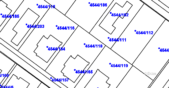 Parcela st. 4544/118 v KÚ Hustopeče u Brna, Katastrální mapa