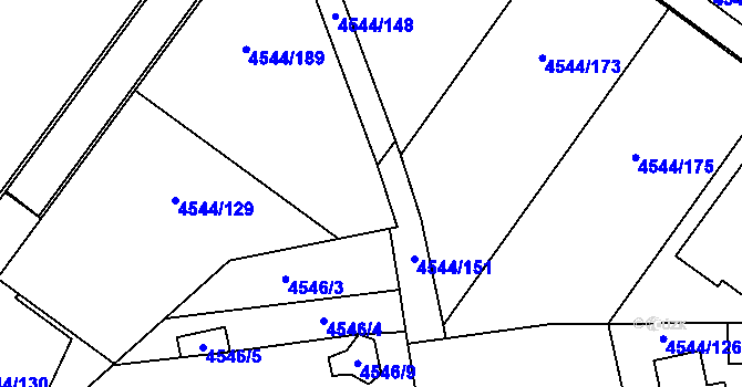 Parcela st. 4544/138 v KÚ Hustopeče u Brna, Katastrální mapa