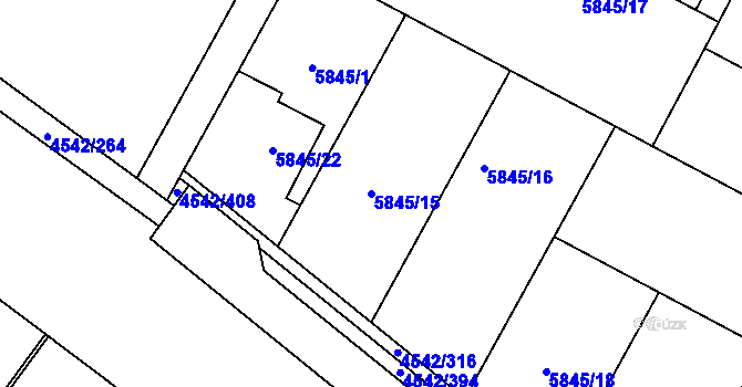 Parcela st. 5845/15 v KÚ Hustopeče u Brna, Katastrální mapa