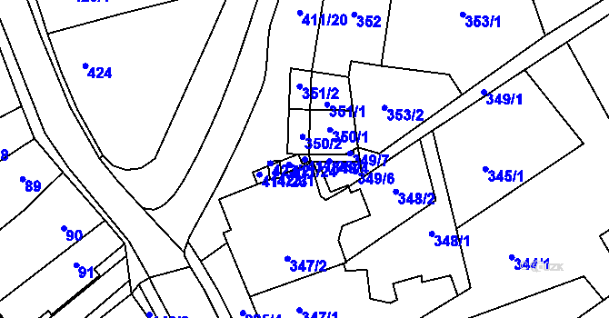 Parcela st. 411/25 v KÚ Hustopeče u Brna, Katastrální mapa