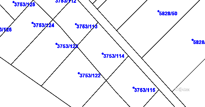 Parcela st. 3753/114 v KÚ Hustopeče u Brna, Katastrální mapa