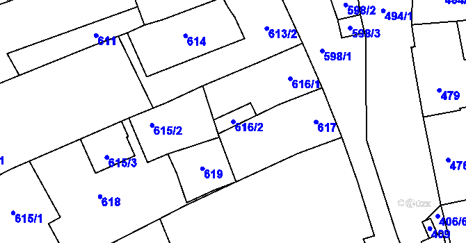Parcela st. 616/2 v KÚ Hustopeče u Brna, Katastrální mapa