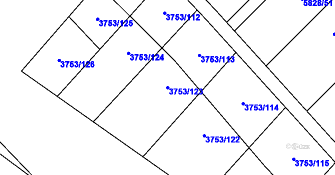 Parcela st. 3753/123 v KÚ Hustopeče u Brna, Katastrální mapa