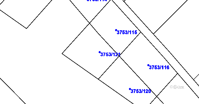 Parcela st. 3753/121 v KÚ Hustopeče u Brna, Katastrální mapa