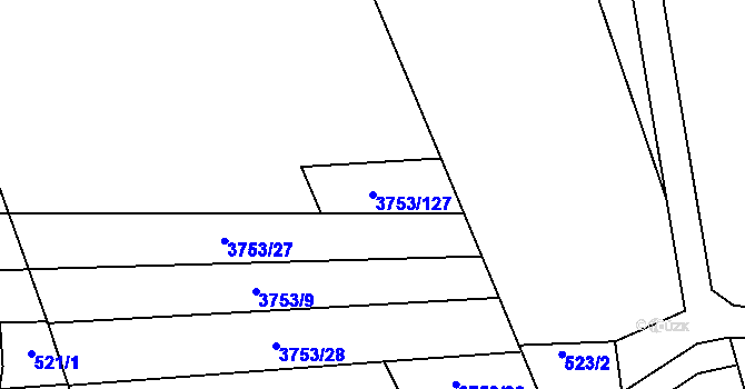Parcela st. 3753/127 v KÚ Hustopeče u Brna, Katastrální mapa