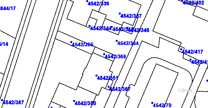 Parcela st. 4542/366 v KÚ Hustopeče u Brna, Katastrální mapa