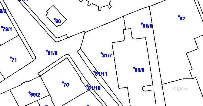 Parcela st. 81/7 v KÚ Hustopeče u Brna, Katastrální mapa