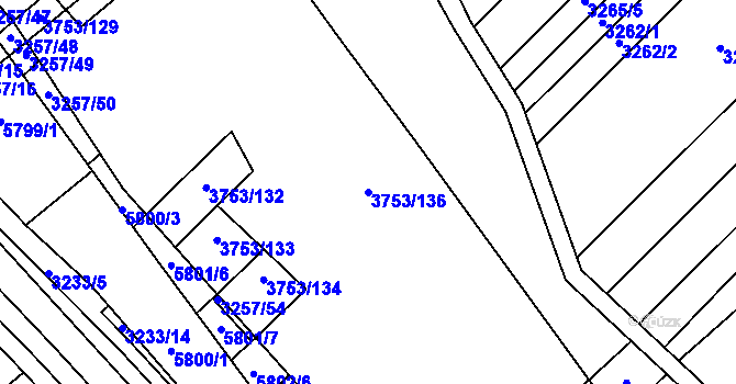 Parcela st. 3753/136 v KÚ Hustopeče u Brna, Katastrální mapa