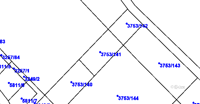 Parcela st. 3753/141 v KÚ Hustopeče u Brna, Katastrální mapa