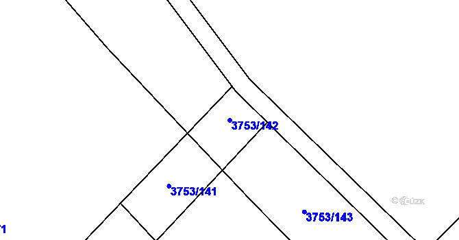 Parcela st. 3753/142 v KÚ Hustopeče u Brna, Katastrální mapa