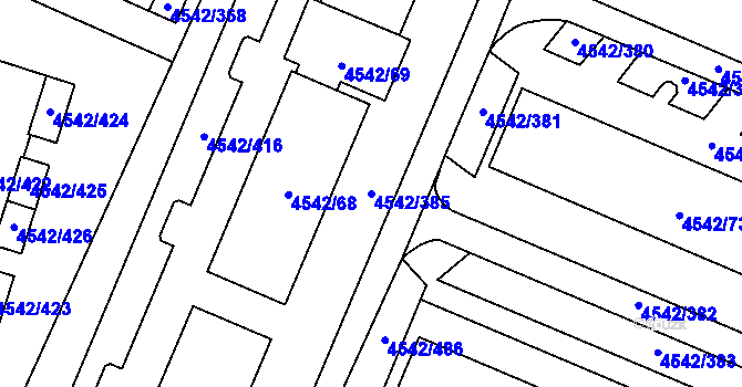 Parcela st. 4542/385 v KÚ Hustopeče u Brna, Katastrální mapa