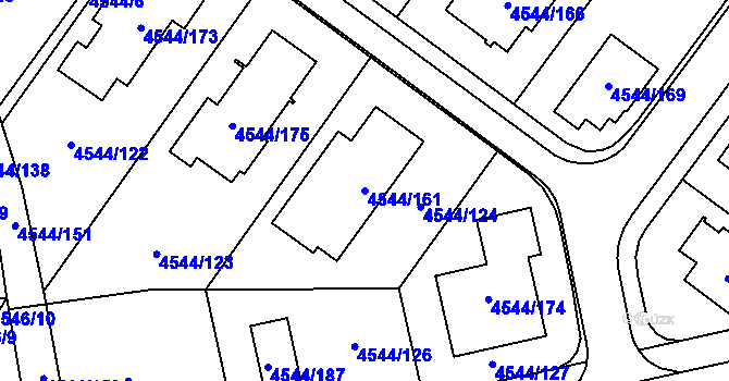Parcela st. 4544/161 v KÚ Hustopeče u Brna, Katastrální mapa