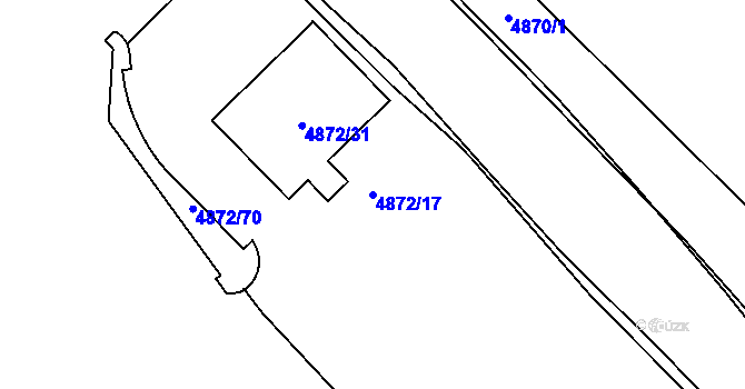 Parcela st. 4872/17 v KÚ Hustopeče u Brna, Katastrální mapa