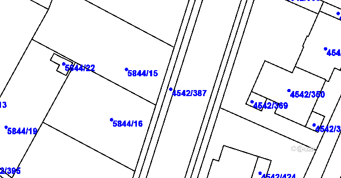 Parcela st. 4542/387 v KÚ Hustopeče u Brna, Katastrální mapa
