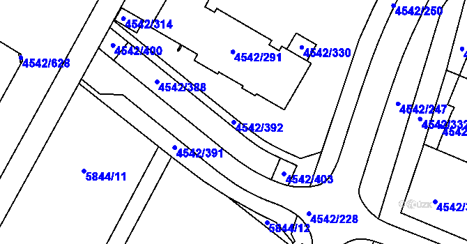 Parcela st. 4542/392 v KÚ Hustopeče u Brna, Katastrální mapa