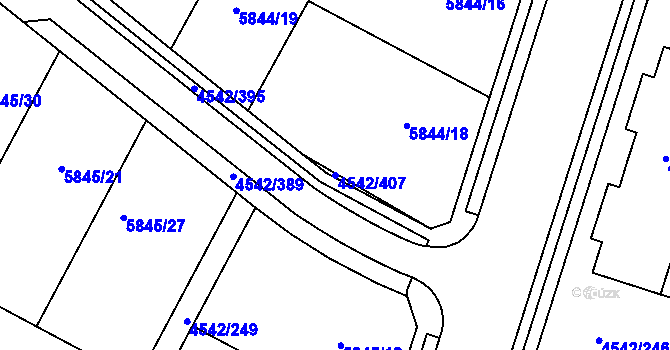 Parcela st. 4542/407 v KÚ Hustopeče u Brna, Katastrální mapa