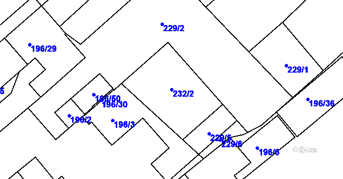 Parcela st. 232/2 v KÚ Hustopeče u Brna, Katastrální mapa
