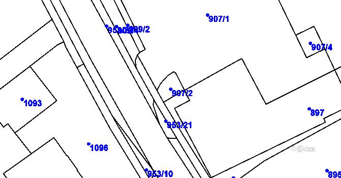 Parcela st. 907/2 v KÚ Hustopeče u Brna, Katastrální mapa