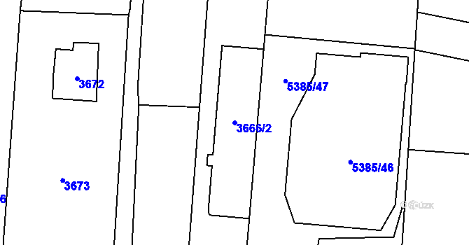 Parcela st. 3666/2 v KÚ Hustopeče u Brna, Katastrální mapa