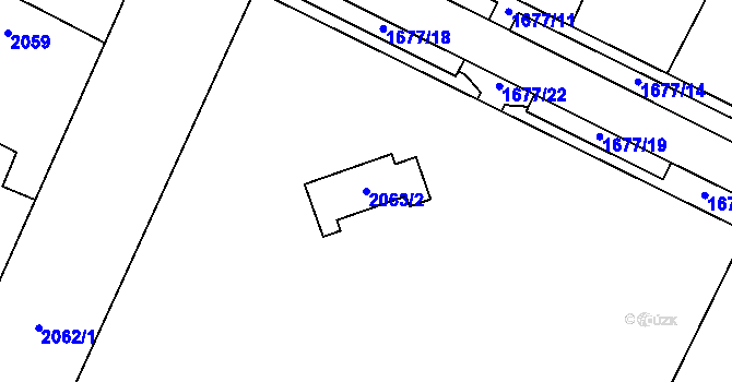 Parcela st. 2063/2 v KÚ Hustopeče u Brna, Katastrální mapa