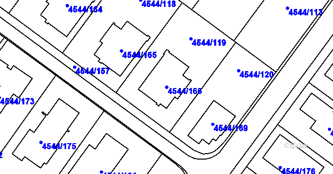 Parcela st. 4544/166 v KÚ Hustopeče u Brna, Katastrální mapa