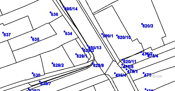 Parcela st. 495/13 v KÚ Hustopeče u Brna, Katastrální mapa