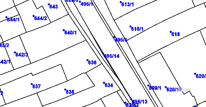 Parcela st. 495/14 v KÚ Hustopeče u Brna, Katastrální mapa