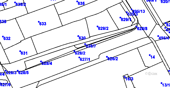 Parcela st. 628/7 v KÚ Hustopeče u Brna, Katastrální mapa