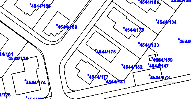 Parcela st. 4544/176 v KÚ Hustopeče u Brna, Katastrální mapa