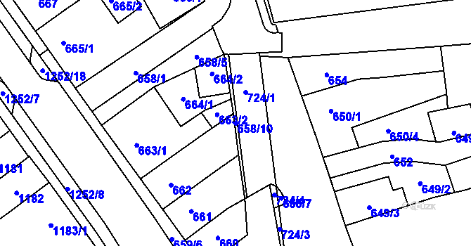 Parcela st. 658/10 v KÚ Hustopeče u Brna, Katastrální mapa