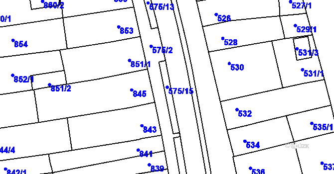 Parcela st. 575/15 v KÚ Hustopeče u Brna, Katastrální mapa