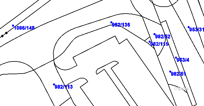 Parcela st. 982/114 v KÚ Hustopeče u Brna, Katastrální mapa