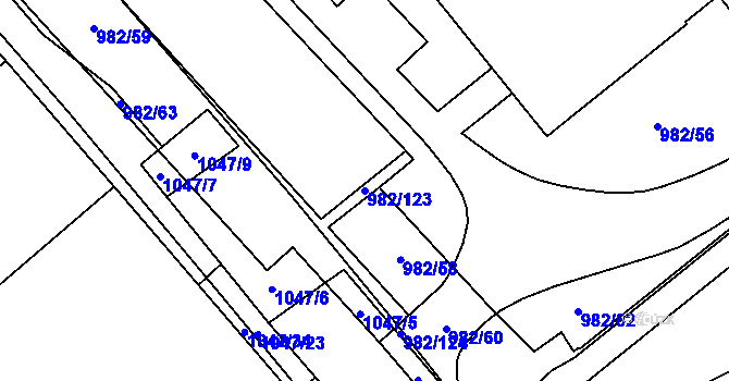 Parcela st. 982/123 v KÚ Hustopeče u Brna, Katastrální mapa