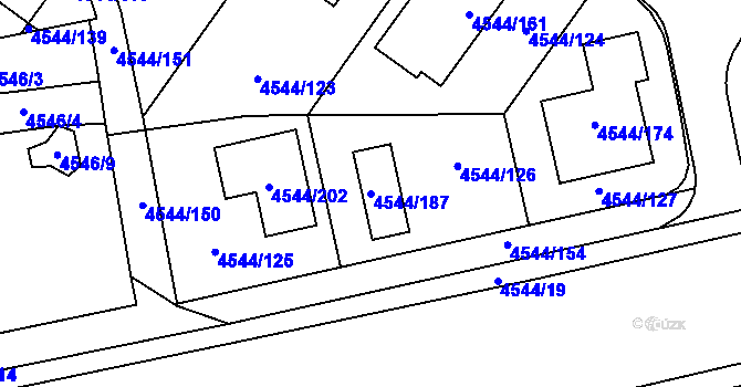 Parcela st. 4544/187 v KÚ Hustopeče u Brna, Katastrální mapa
