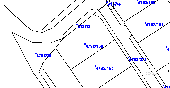 Parcela st. 4792/152 v KÚ Hustopeče u Brna, Katastrální mapa