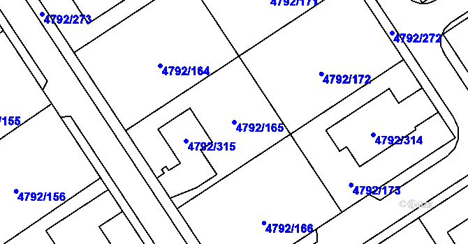 Parcela st. 4792/165 v KÚ Hustopeče u Brna, Katastrální mapa