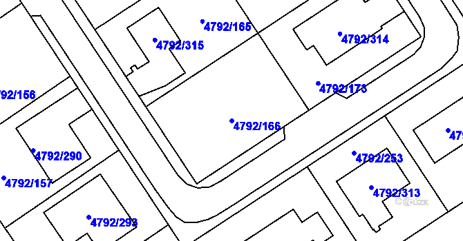 Parcela st. 4792/166 v KÚ Hustopeče u Brna, Katastrální mapa