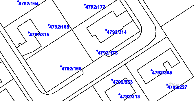 Parcela st. 4792/173 v KÚ Hustopeče u Brna, Katastrální mapa