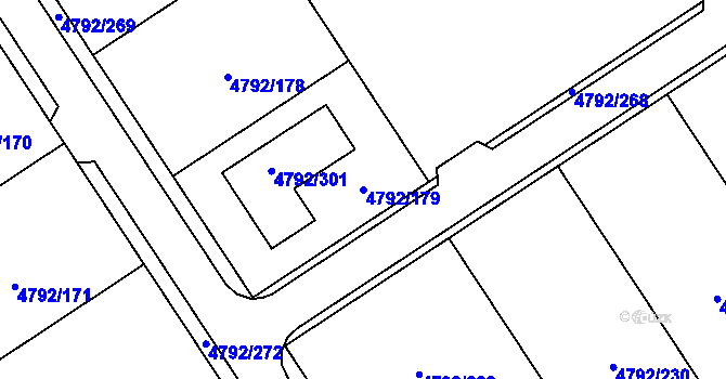 Parcela st. 4792/179 v KÚ Hustopeče u Brna, Katastrální mapa