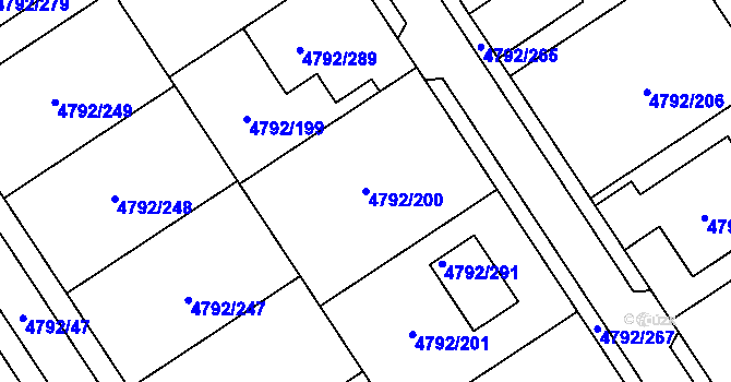 Parcela st. 4792/200 v KÚ Hustopeče u Brna, Katastrální mapa