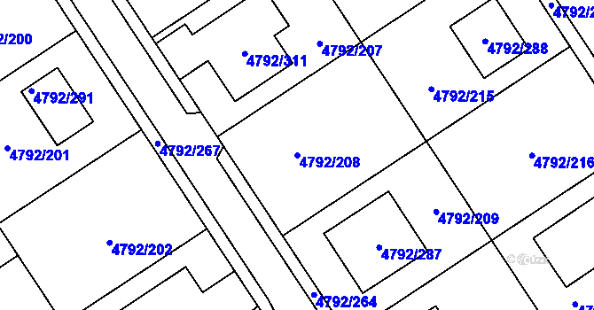 Parcela st. 4792/208 v KÚ Hustopeče u Brna, Katastrální mapa