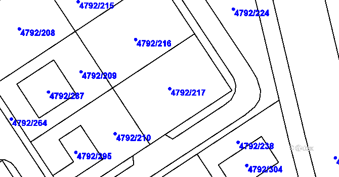 Parcela st. 4792/217 v KÚ Hustopeče u Brna, Katastrální mapa