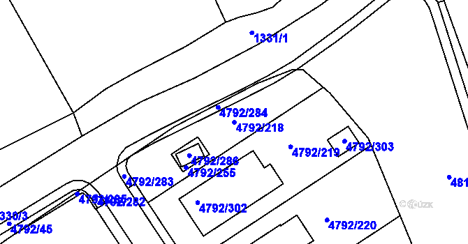 Parcela st. 4792/218 v KÚ Hustopeče u Brna, Katastrální mapa