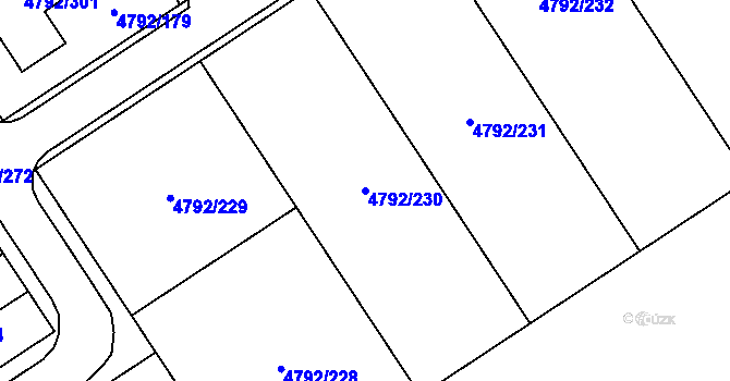 Parcela st. 4792/230 v KÚ Hustopeče u Brna, Katastrální mapa