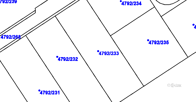 Parcela st. 4792/233 v KÚ Hustopeče u Brna, Katastrální mapa