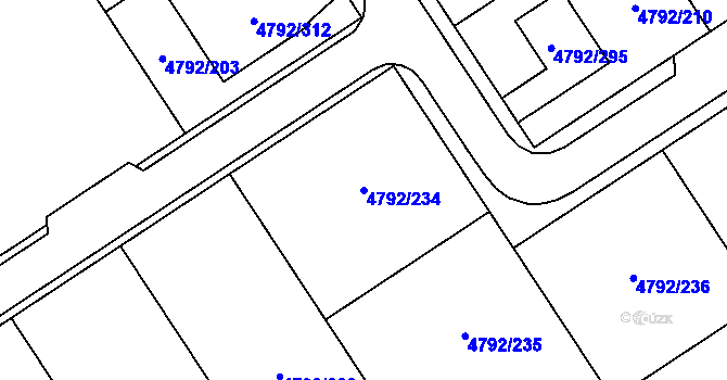 Parcela st. 4792/234 v KÚ Hustopeče u Brna, Katastrální mapa