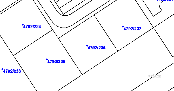 Parcela st. 4792/236 v KÚ Hustopeče u Brna, Katastrální mapa