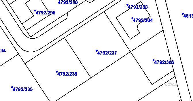 Parcela st. 4792/237 v KÚ Hustopeče u Brna, Katastrální mapa