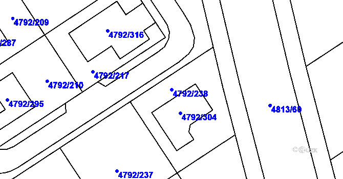Parcela st. 4792/238 v KÚ Hustopeče u Brna, Katastrální mapa