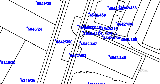 Parcela st. 4542/447 v KÚ Hustopeče u Brna, Katastrální mapa